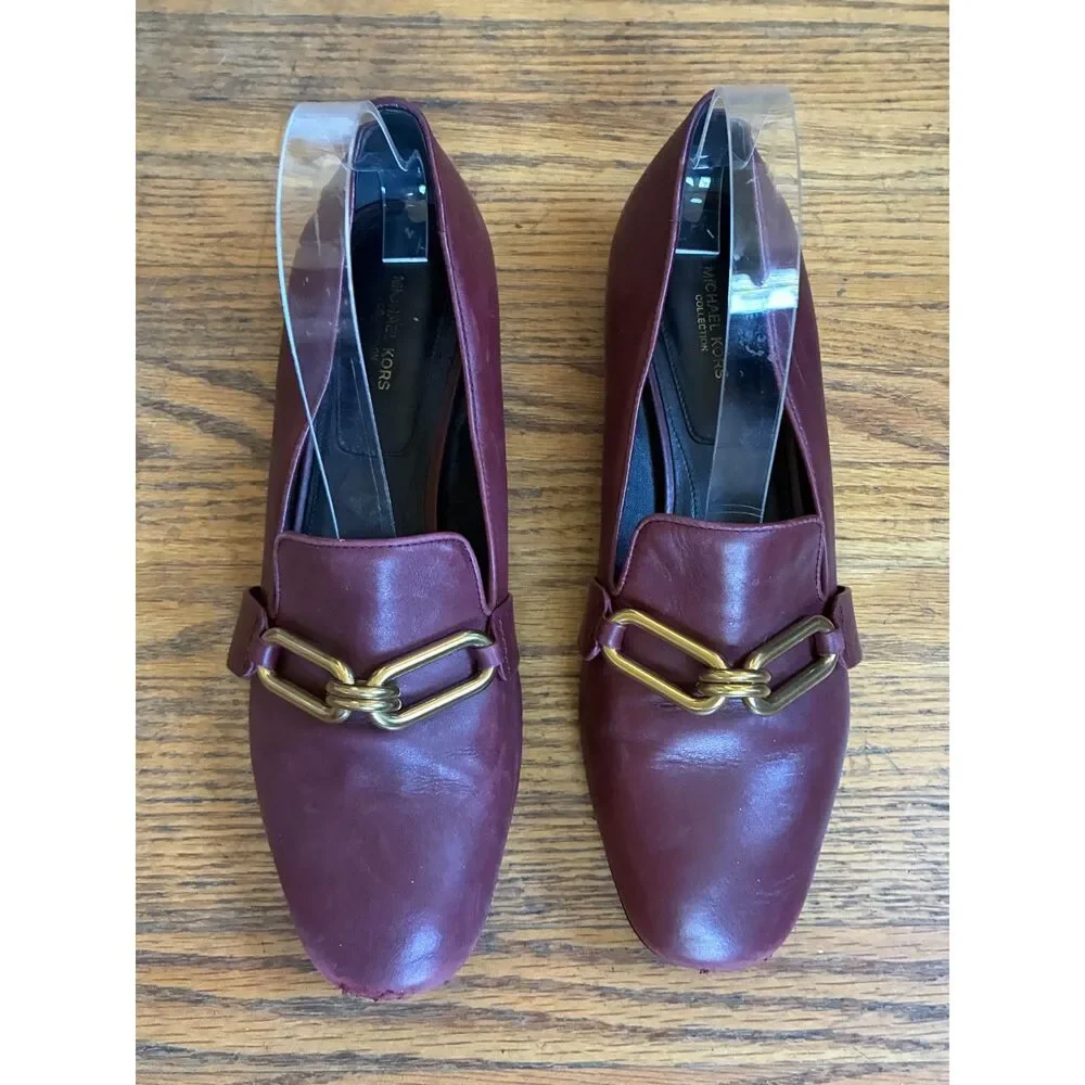 Michael Kors Collection Maroon Horsebit Flat Loafer Shoes  Women's Size 37.5